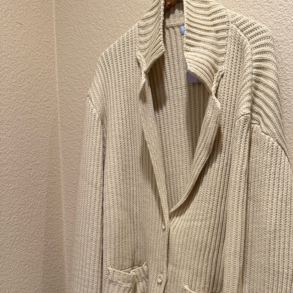 Hanifa Cream Ribbed Cardigan